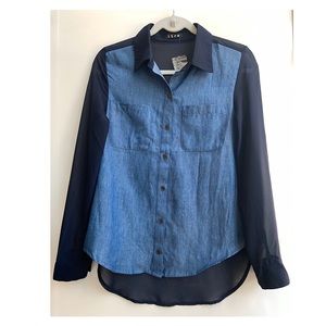 Itro Denim & Navy Sheer Top M